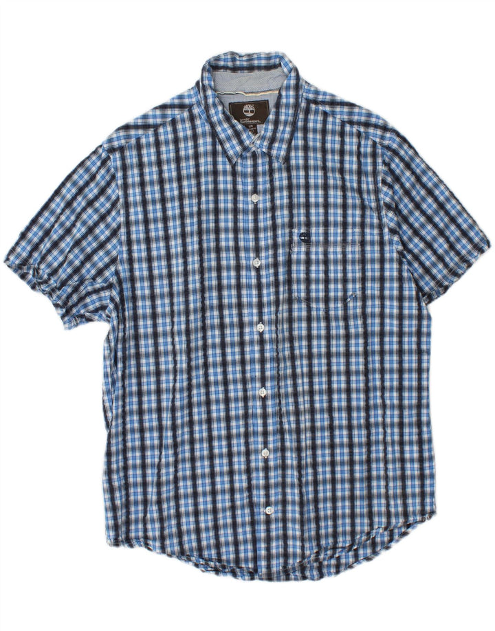 TIMBERLAND Camisa Regular Fit De Manga Corta Para Hombre Algodón A Cuadros Azul Grande