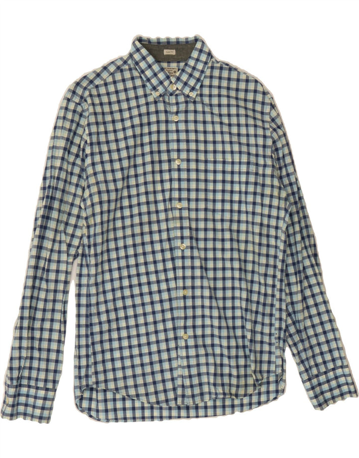 J. CREW Mens Slim Fit Shirt Medium Blue Check Cotton Vintage J. Crew and Second-Hand J. Crew from Messina Hembry 