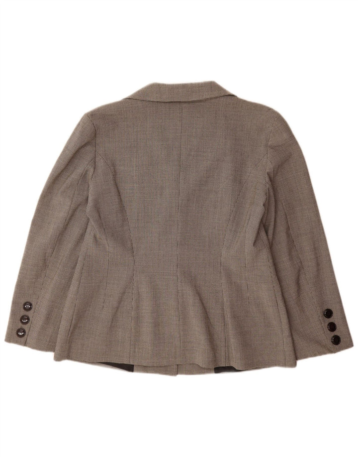 Zara Chaqueta Blazer De 4 Botones Para Mujer EU 42 Poliéster De Pata De Gallo Gris Grande