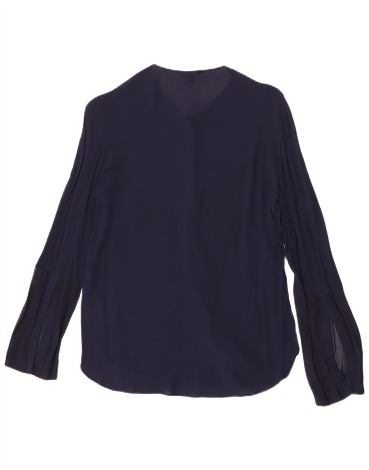 Massimo Dutti Blusa Camisa Mujer EU 40 Medio Azul Marino Viscosa