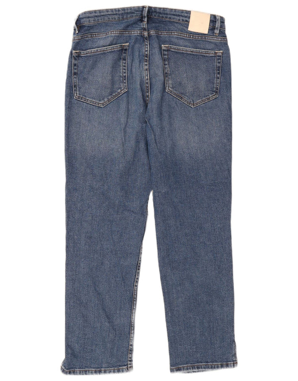 Massimo Dutti Vaqueros Cropped De Tiro Alto Para Mujer EU 40 Medium W30 L27 Azul