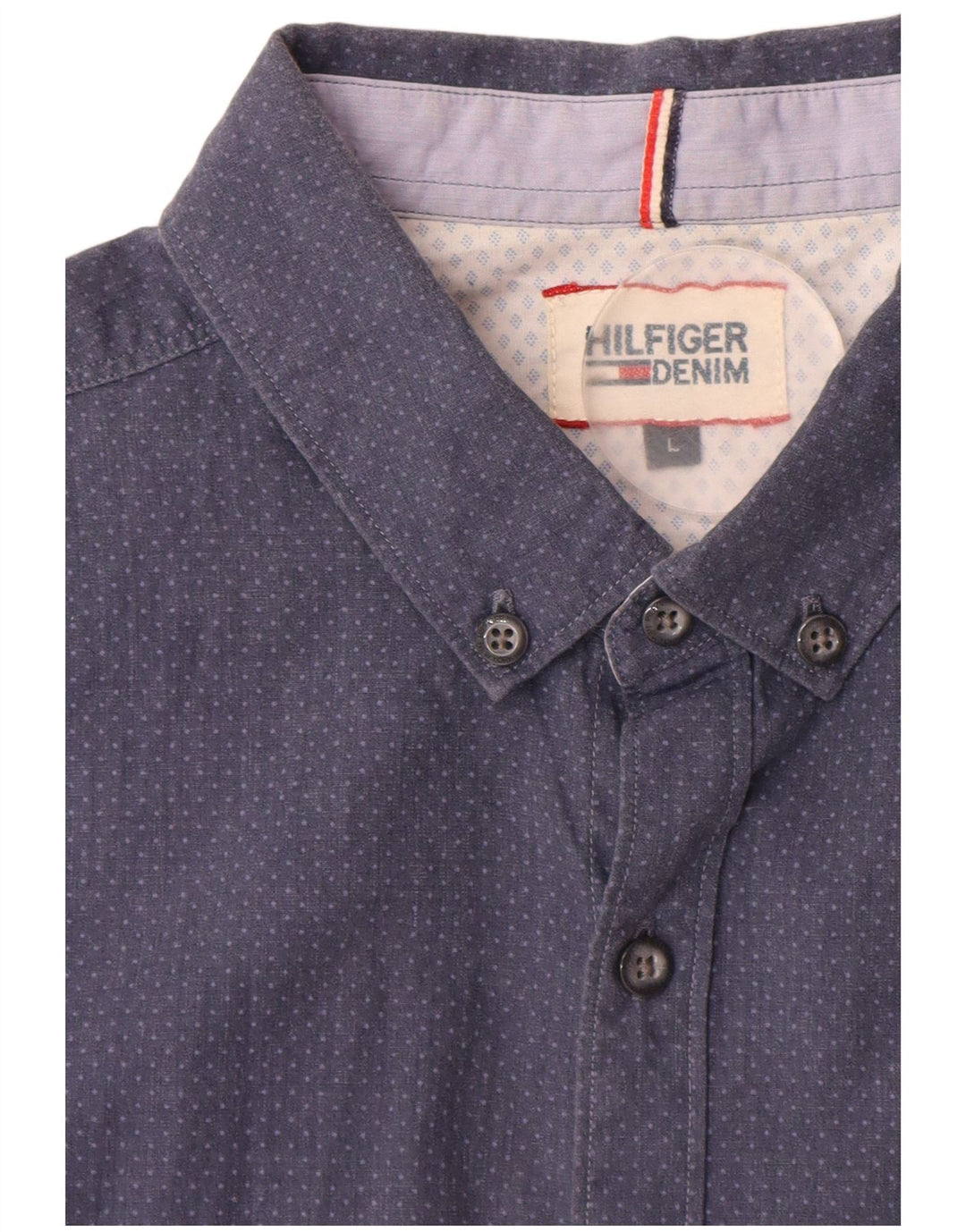 Tommy Hilfiger Camisa de manga corta para hombre, talla grande, azul manchado