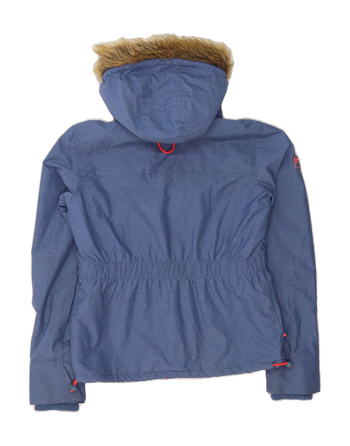 SUPERDRY Womens Hooded Windbreaker Jacket UK 14 Medium Blue Nylon Vintage Superdry and Second-Hand Superdry from Messina Hembry 