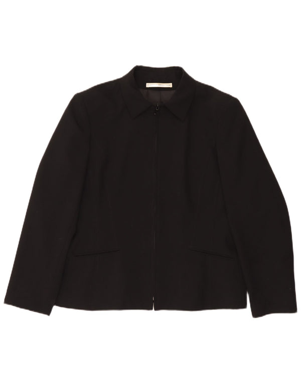 Vintage mujer chaqueta blazer con cremallera completa Reino Unido 16 grande negro