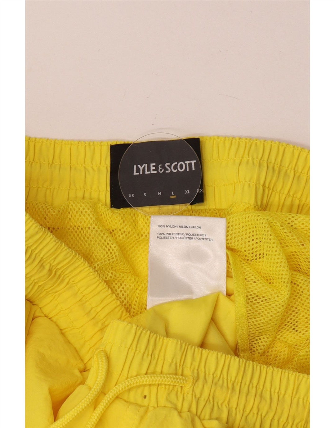 Lyle & Scott Bañador para hombre, talla grande, nailon amarillo