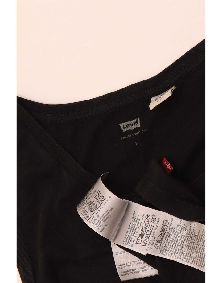 Levi's Top sin mangas gráfico para mujer UK 10 Small Algodón negro