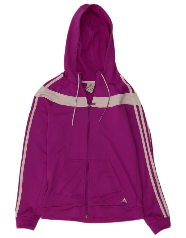 ADIDAS Womens Zip Hoodie Sweater UK 8/10 Small Purple Colourblock
