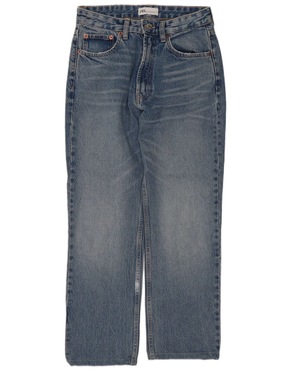 Zara Jeans Rectos Cortos Para Mujer EU 38 Small W28 L25 Azul