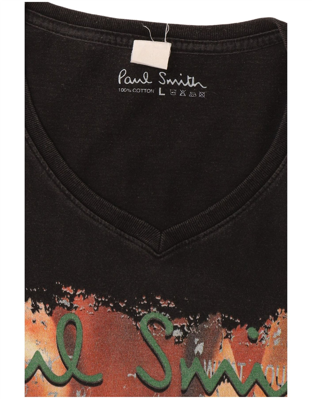 Paul Smith - Camiseta gráfica para hombre, talla grande, algodón negro