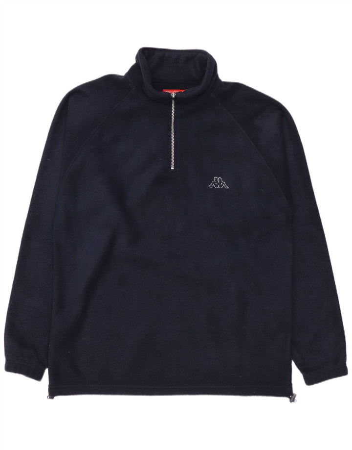 Kappa - Jersey de forro polar con cuello y cremallera para hombre, tamaño grande, poliéster azul marino