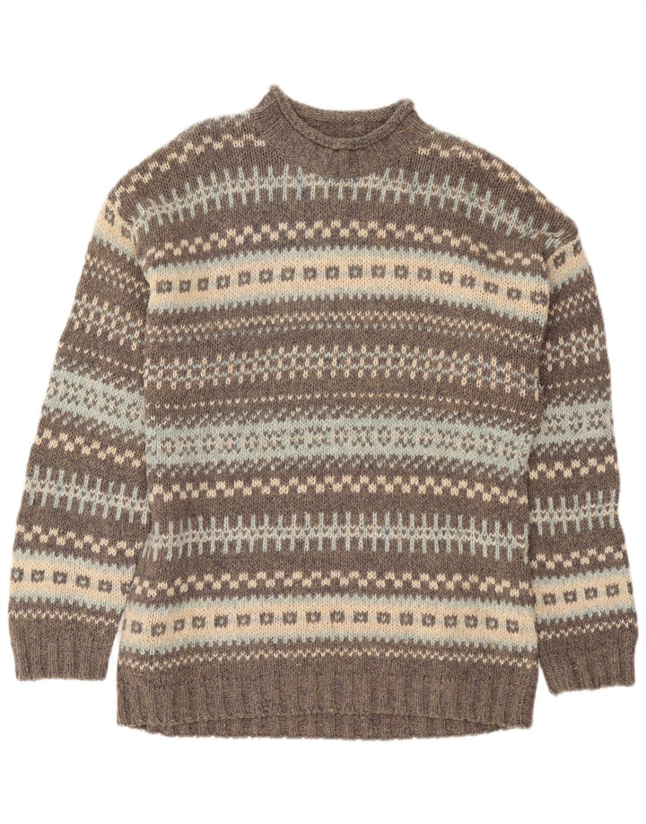 Vintage hombres tortuga cuello jersey suéter grande gris feria isla lana