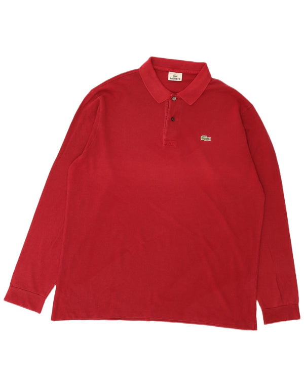 Lacoste Polo de manga larga para hombre Talla 6 XL Algodón burdeos