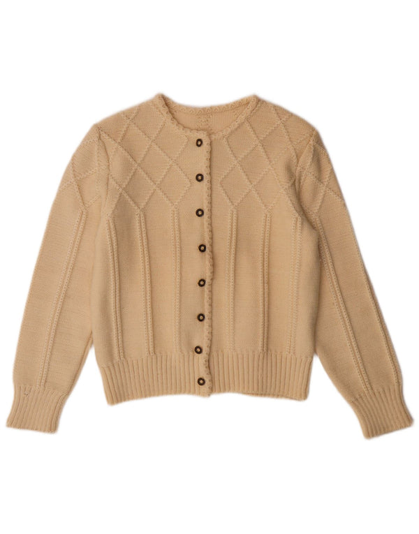 Vintage mujer Cardigan suéter Reino Unido 12 medio de lana blanca