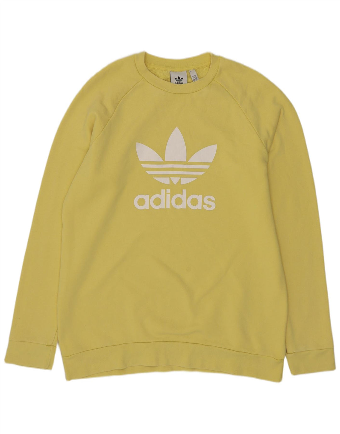Adidas Hombre Sudadera Gráfica Jumper Grande Algodón Amarillo