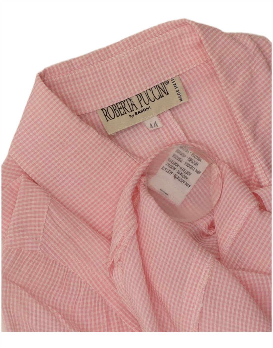 Roberta Puccini Blusa camisera de manga corta para mujer IT 44 Medium Pink Gingham
