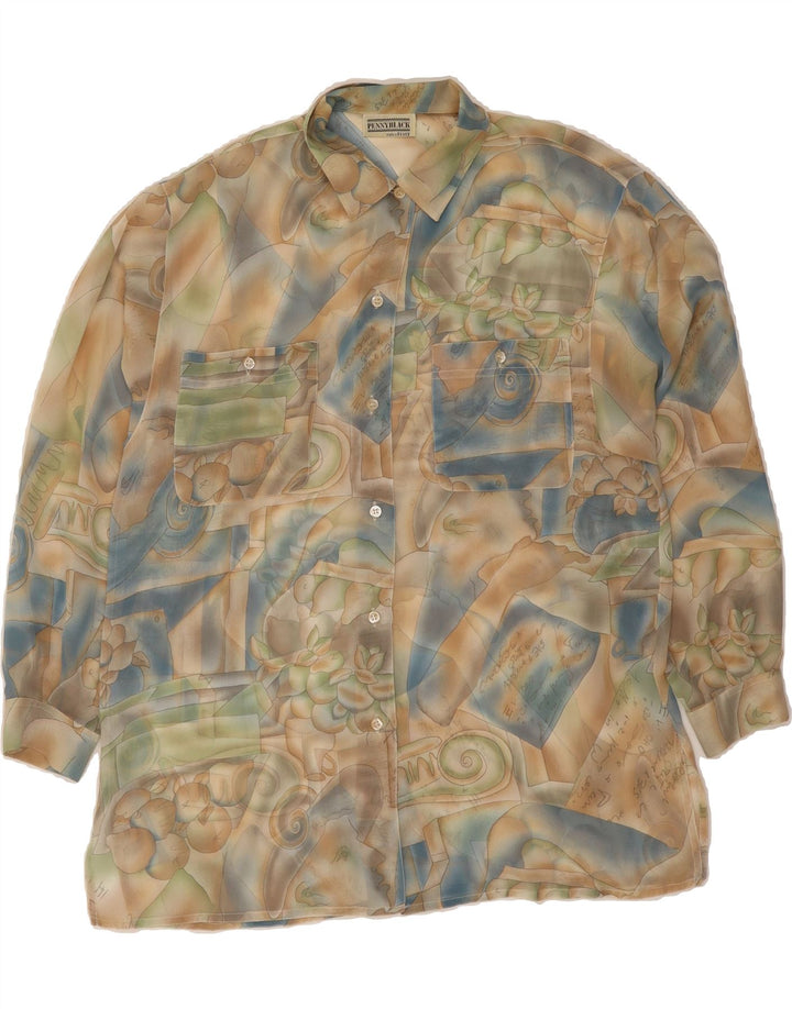PENNY BLACK Womens Abstract Pattern Shirt Blouse UK 16 Large Beige Vintage Penny Black and Second-Hand Penny Black from Messina Hembry 