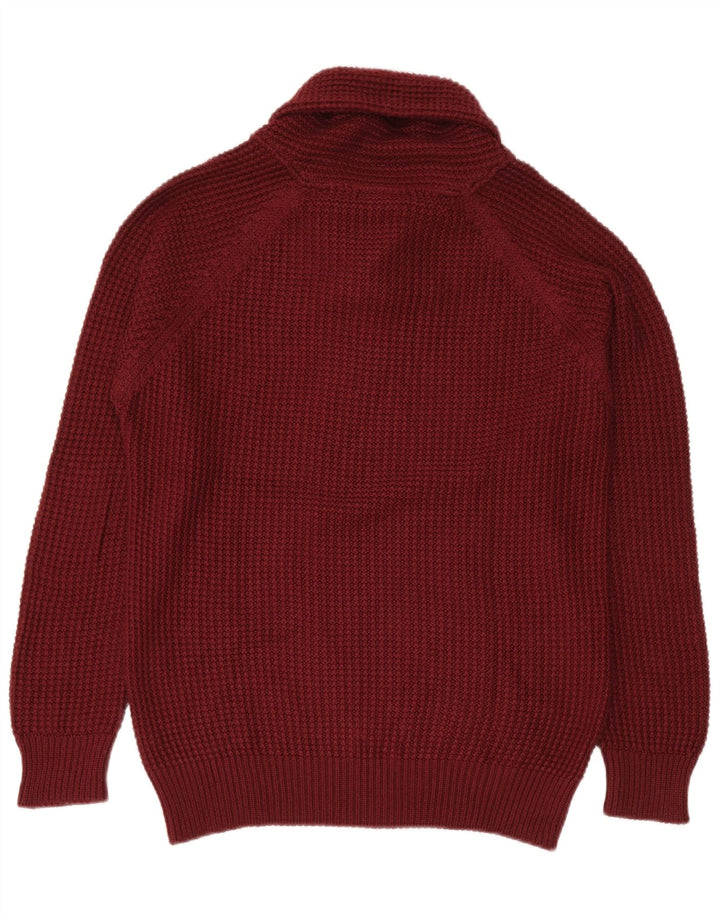 Zara Hombre Jersey Con Cuello Chal Sueter Grande Granate Acrílico