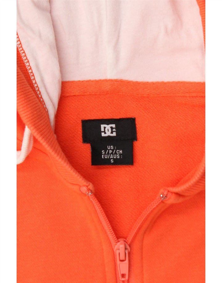 DC Suéter con capucha y cremallera gráfica para mujer UK 10 Small Orange Cotton