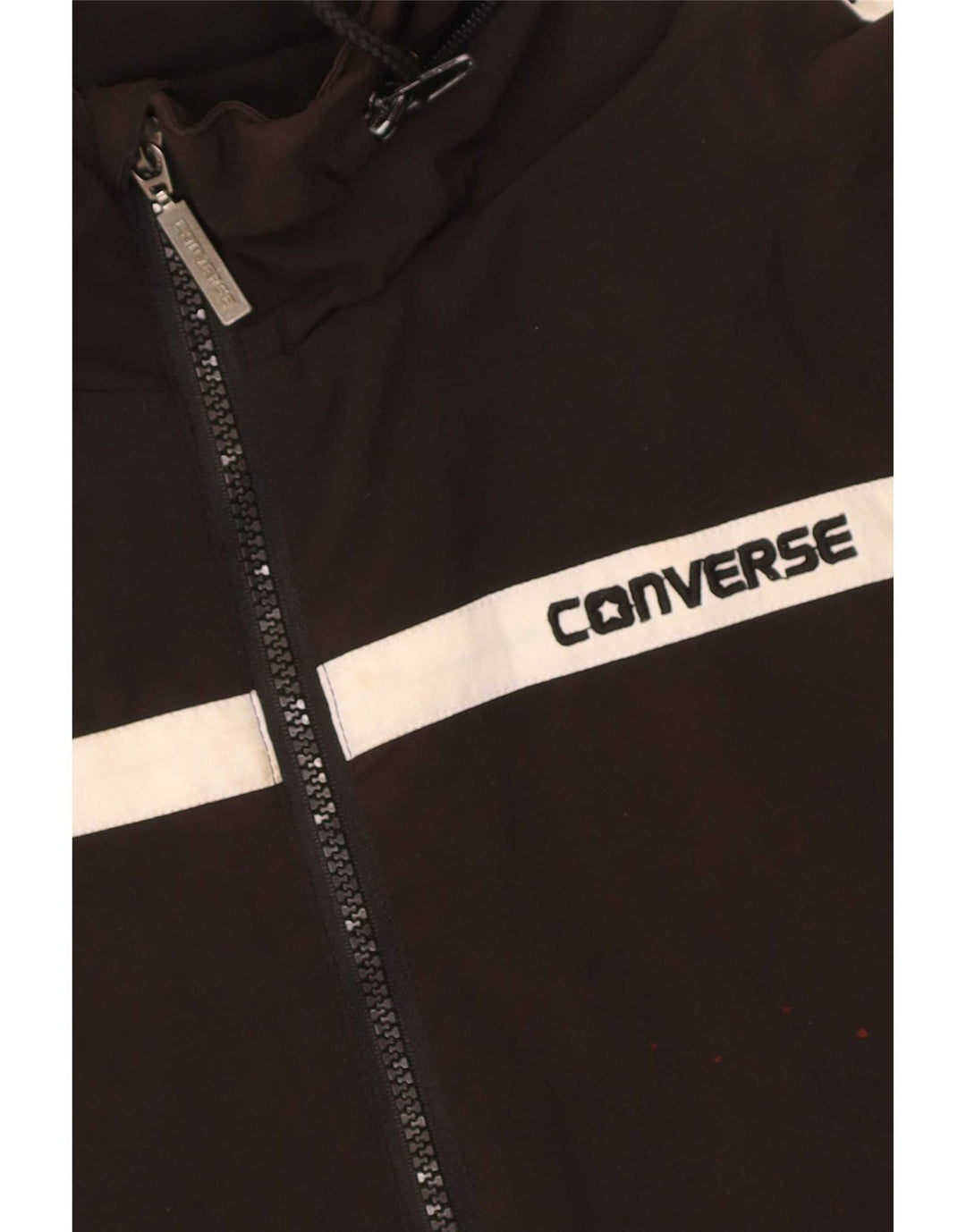 Chaqueta cortavientos con capucha para mujer Converse UK 40 Medium Black Colourblock