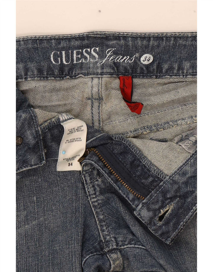 Guess Vaqueros Bootcut Desgastados Mujer W34 L30 Algodón Azul