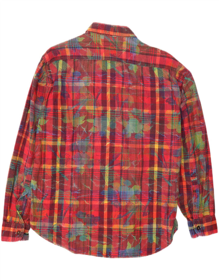 VINTAGE Mens Flannel Shirt Medium Red Check