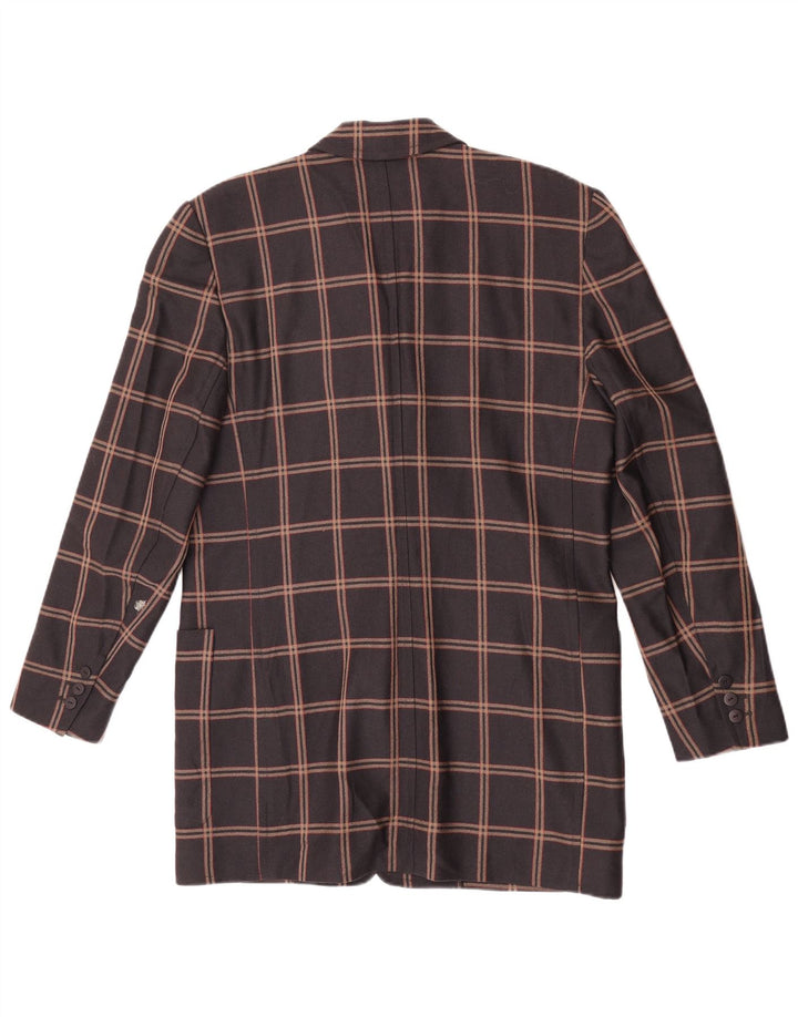 Laurel Chaqueta tipo blazer larga de 3 botones para mujer EU 40 Marrón medio a cuadros
