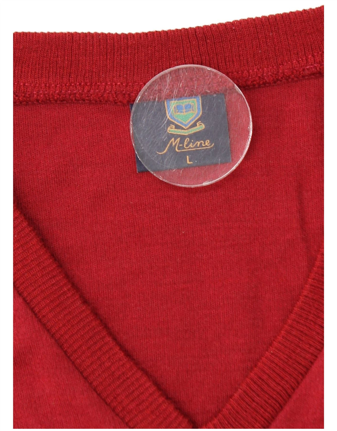 VINTAGE Hombres V-Cuello Jumper Suéter Grande Rojo Poliacrílico