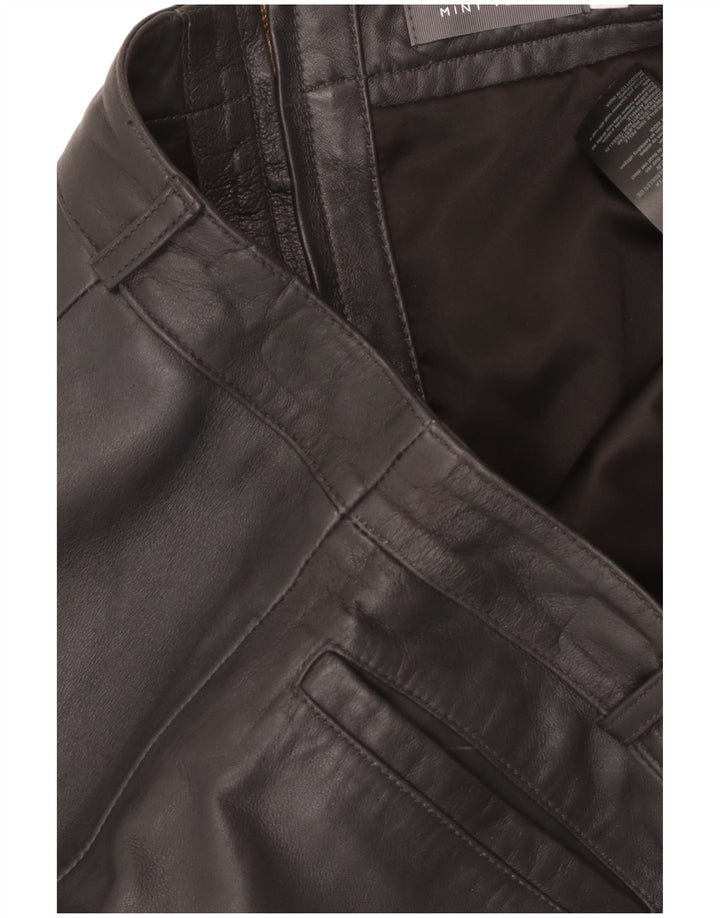 MINT VELVET Falda de cuero para mujer UK 40 Grande W34 Cuero negro