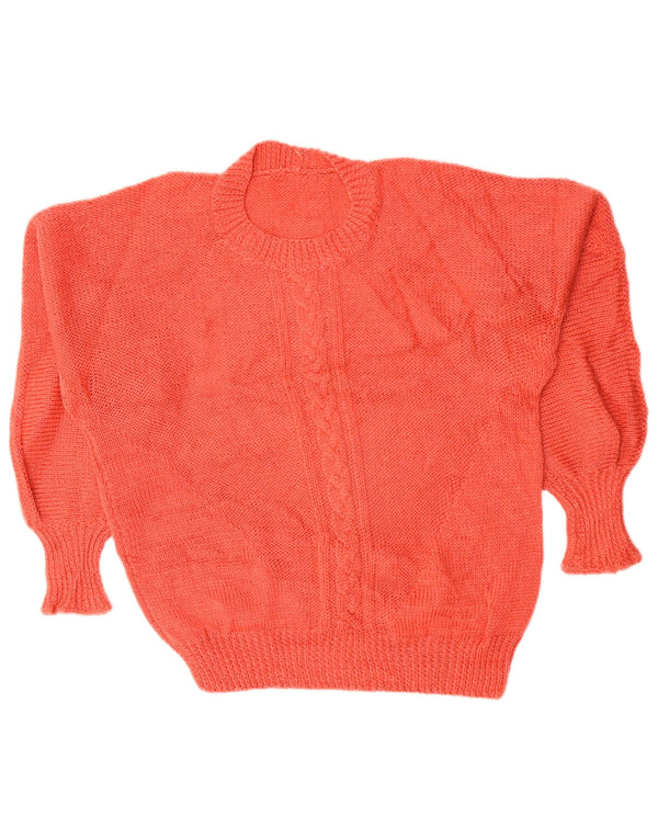 Vintage mujeres oversize cuello redondo jersey suéter Reino Unido 20 2XL naranja