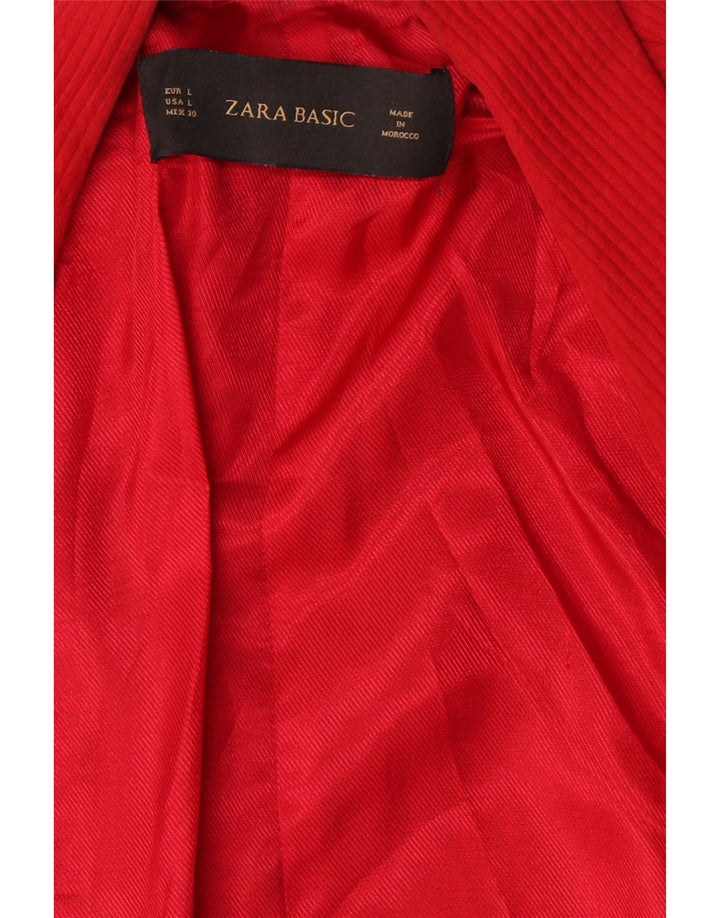 Zara Chaqueta Blazer Abierta Manga 3/4 para Mujer UK 46 Grande Rojo