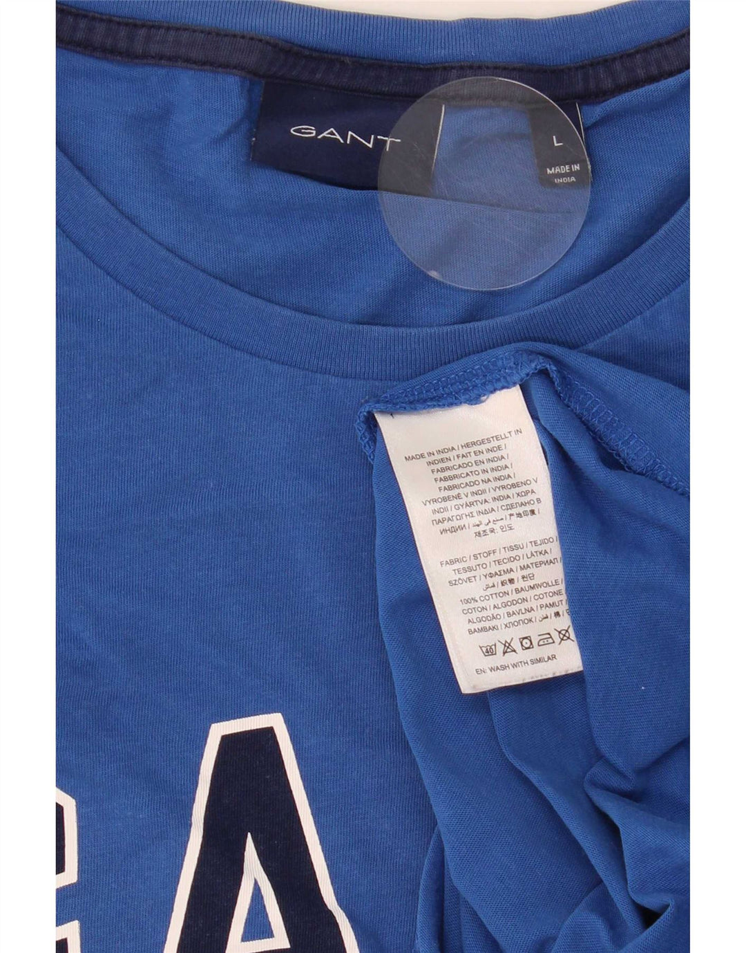 Gant Camiseta Gráfica Para Hombre Top Grande De Algodón Azul