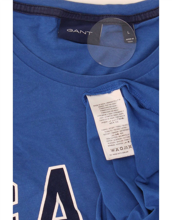 Gant Camiseta Gráfica Para Hombre Top Grande De Algodón Azul