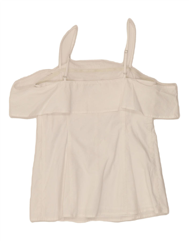 MICHAEL KORS Womens Off Shoulder Crop Top US 8 Medium White Cotton Vintage Michael Kors and Second-Hand Michael Kors from Messina Hembry 
