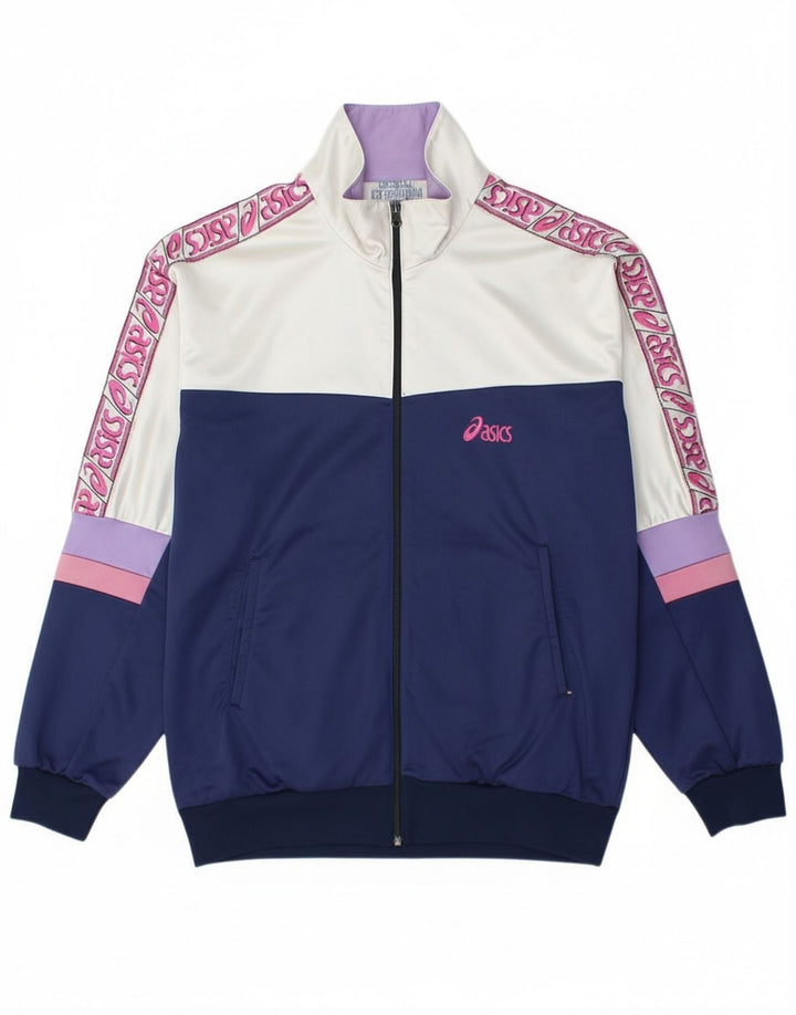 Asics Hombre Graphic Chándal Top Chaqueta Medium Azul Marino Colorblock