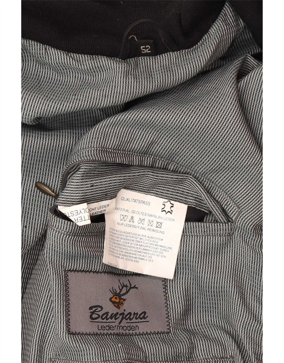 Banjara Chaqueta de cuero para hombre IT 52 XL Cuero negro