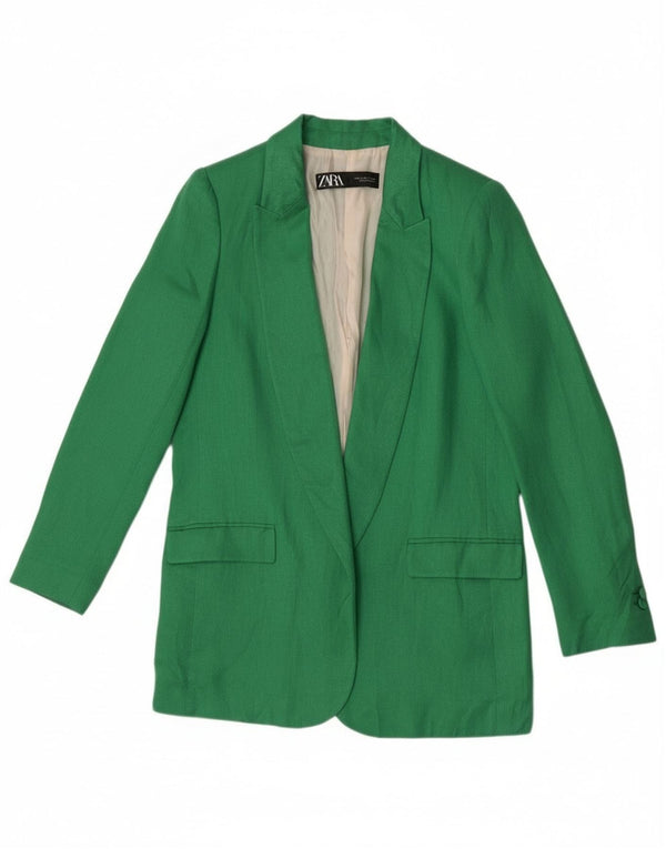 Zara Mujer Chaqueta Americana Abierta UK 10 Small Verde