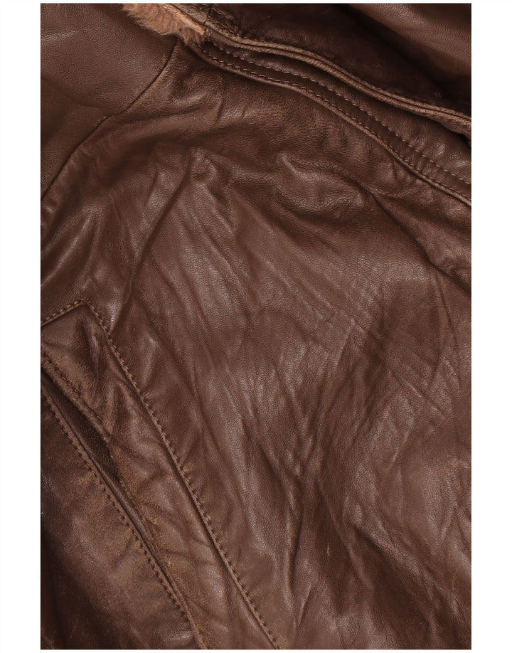 Michel Chaqueta de cuero para hombre IT 52 XL Cuero marrón