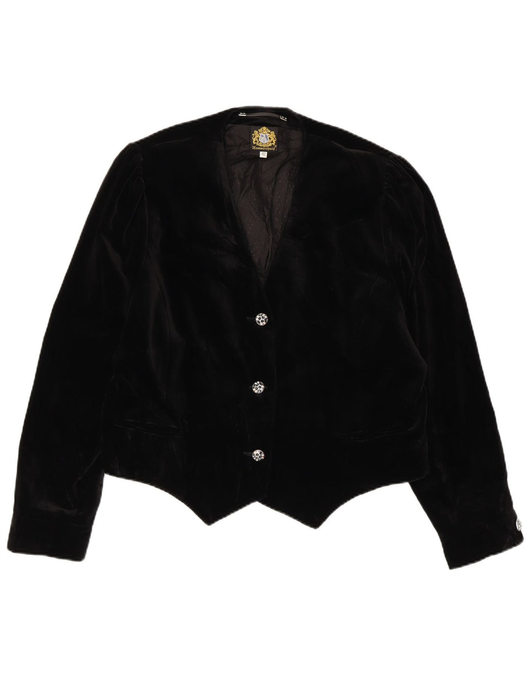 HAMMERSCHMID Chaqueta tipo blazer de terciopelo con 3 botones para mujer EU 42 Grande Algodón negro
