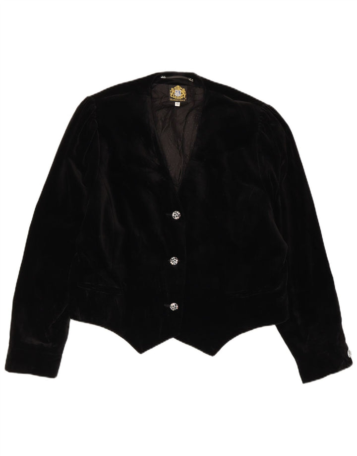 HAMMERSCHMID Chaqueta tipo blazer de terciopelo con 3 botones para mujer EU 42 Grande Algodón negro