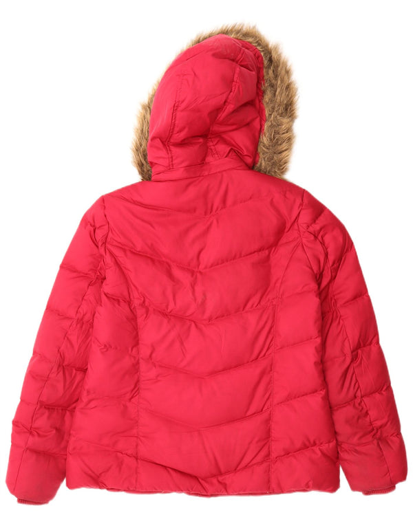 Tommy Hilfiger Chaqueta acolchada con capucha para mujer UK 10 Small Pink Poliéster
