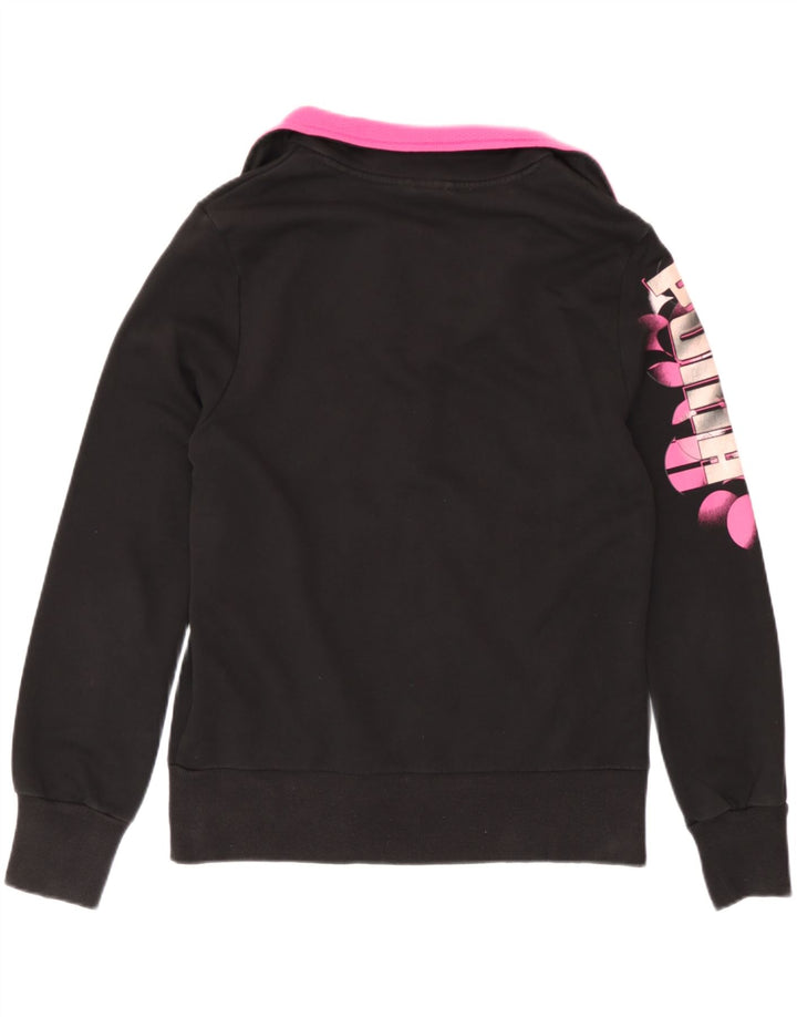 Puma Mujer Gráfico Chándal Top Chaqueta UK 14 Mediano Negro