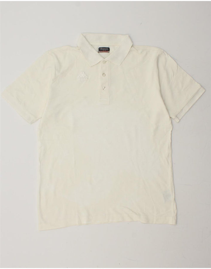 KAPPA Mens Polo Shirt Large White Cotton Vintage Kappa and Second-Hand Kappa from Messina Hembry 
