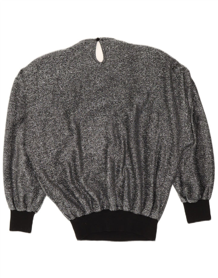 Vintage mujer blusa top Reino Unido 16 plata grande