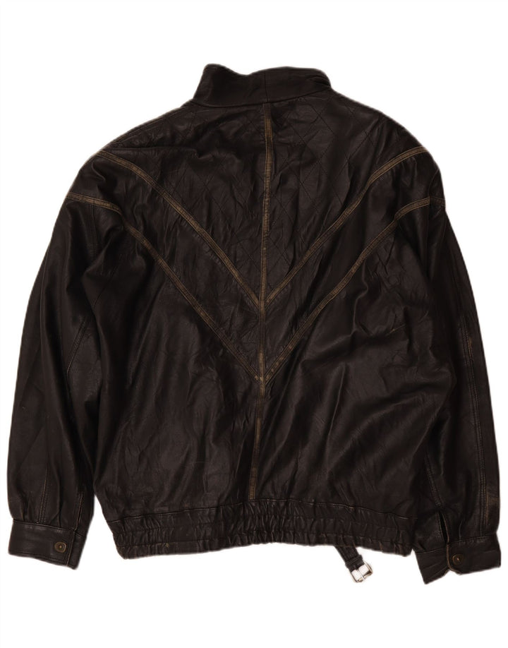 Vintage chaqueta de cuero para hombre Reino Unido 44 2XL negro