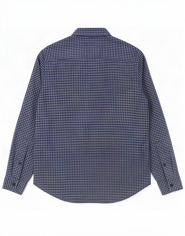 Camisa Hollister Hombre Pequeña Algodón Gingham Azul Marino