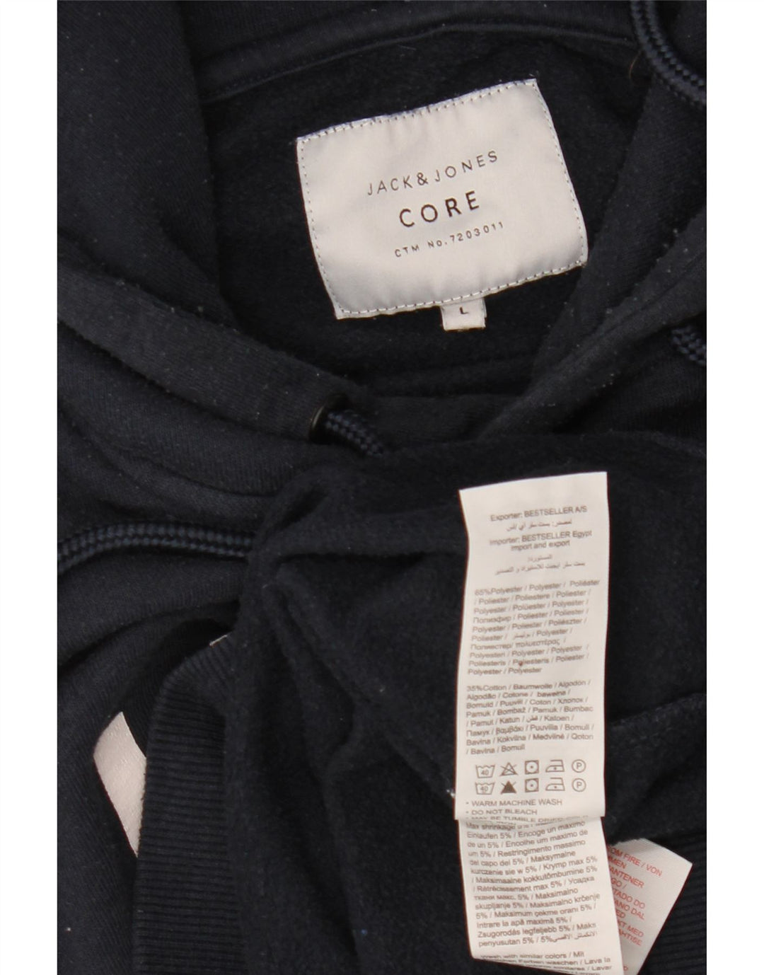 JACK & JONES Sudadera con capucha gráfica para hombre Jersey grande Azul marino Poliéster