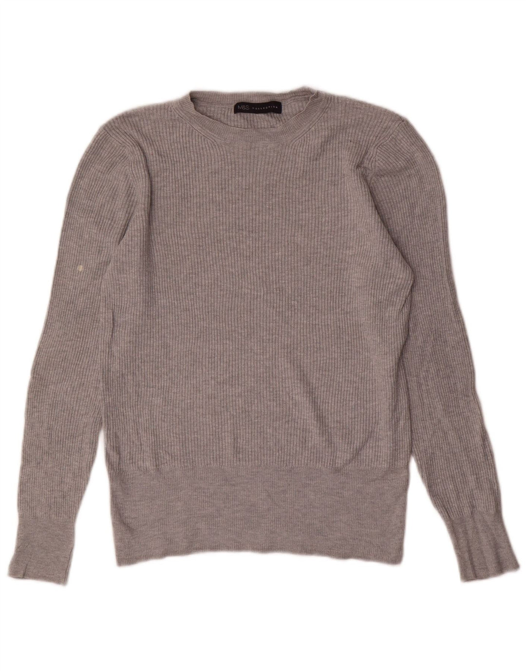 Marks & Spencer Jersey de cuello redondo para mujer UK 42 Viscosa gris medio