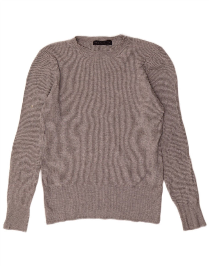 Marks & Spencer Jersey de cuello redondo para mujer UK 42 Viscosa gris medio