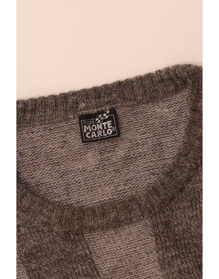 Monte Carlo Jersey de cuello redondo para hombre XL Lana geométrica gris