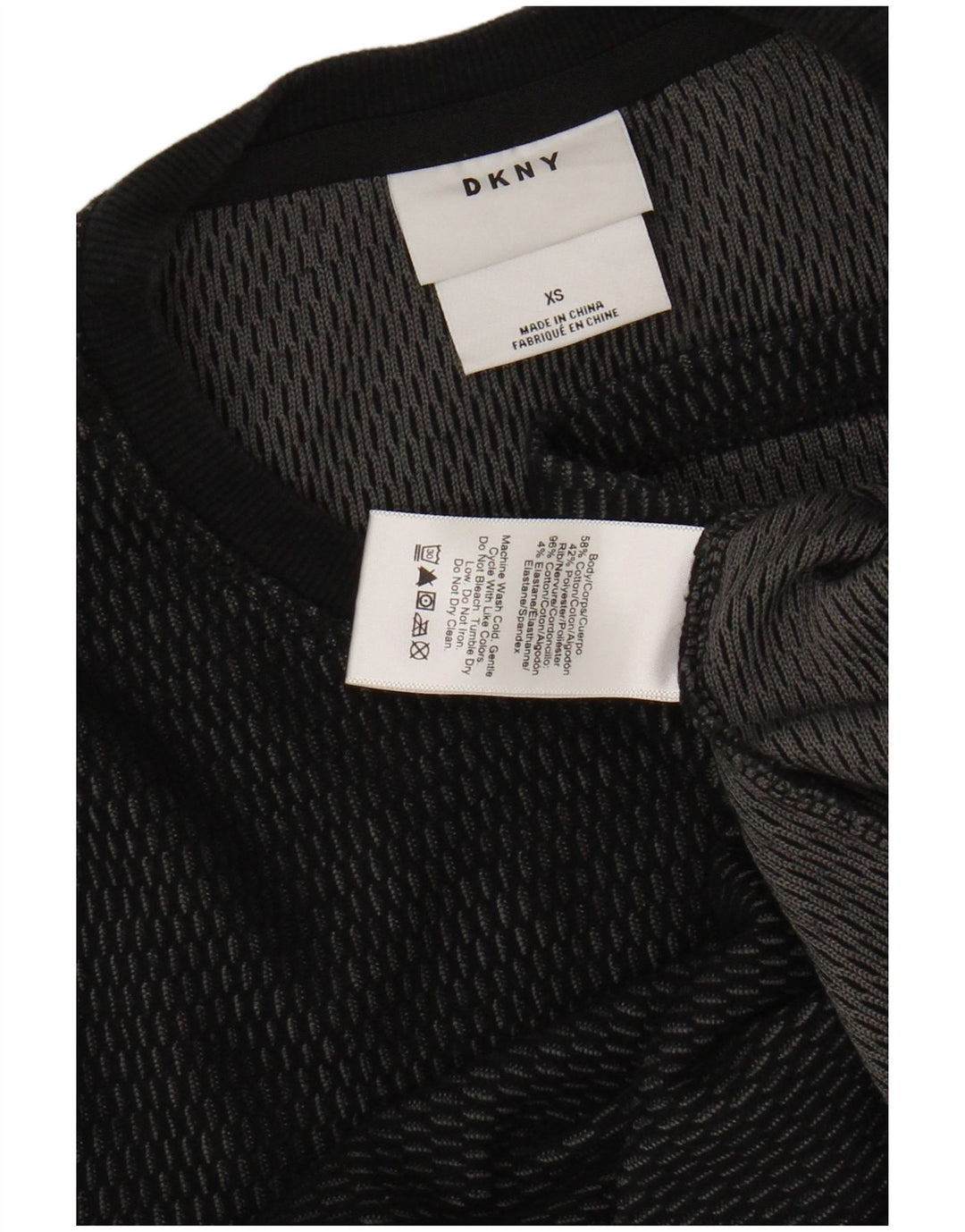 DKNY Hombre Top Manga Larga XS Algodón Negro